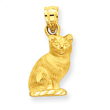 14K Gold Diamond-Cut Cat Pendant