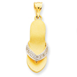 14K Gold And Rhodium Diamond Sandal Pendant