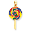 14K Gold Enameled Lollipop Pendant