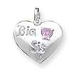 Sterling Silver Big Sis CZ Heart Charm