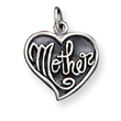 Sterling Silver Antique Mother Heart Charm