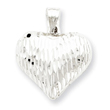 Sterling Silver Diamond-Cut Puffed Heart Pendant