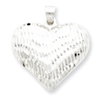 Sterling Silver Diamond-Cut Puffed Heart Pendant