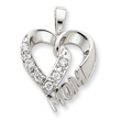 Sterling Silver CZ Heart MOM Pendant