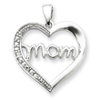 Sterling Silver MOM CZ Heart Pendant