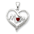 Sterling Silver CZ Mom Heart Pendant