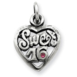 Sterling Silver Antiqued Sweet 16 Heart Charm