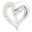 Sterling Silver CZ Dolphin Heart Slide