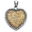 Sterling Silver Antiqued Vermeil Heart Pendant