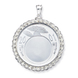Sterling Silver  Silver Town Rope Coin Bezel Pendant