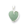 Sterling Silver Green Jade Heart Pendant
