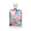 Sterling Silver Pink and Blue Mother Of Pearl Sunburst Design Pendant