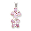 Sterling Silver Pink Shell Double Butterfly Pendant