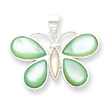 Sterling Silver Green & White Shell Butterfly Pendant