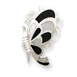 Sterling Silver Black And White Shell Butterfly Pendant