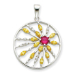 Sterling Silver Red & Yellow CZ Circle Pendant