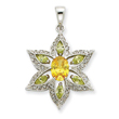 Sterling Silver Green, Yellow & Clear CZ Pendant