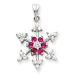 Sterling Silver Red CZ Snowflake Charm