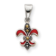Sterling Silver Enameled Fleur de Lis Pendant