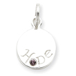 Sterling Silver Hope With Pink CZ Disc Charm