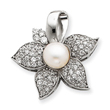 Sterling Silver Imitation Pearl  And CZ Pendant