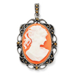 Sterling Silver Marcasite Cameo Pendant