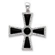 Sterling Silver CZ & Onyx Cross Pendant