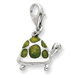 Sterling Silver Green Enameled Turtle Charm