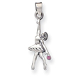 Sterling Silver Ballerina With Pink Cubic Zirconia Charm