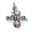 Sterling Silver Antique I Heart Softball Charm