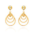 14K Polished & Twisted Three Circle Dangle Earrings