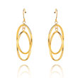 14K Polished Double Circle Dangle Wire Earrings