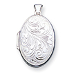 Sterling Silver Scroll Oval Locket