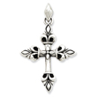 Sterling Silver Antiqued Fleur de lis Cross Pendant