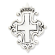 Sterling Silver Antiqued Cross & Crown Pendant