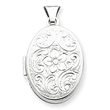Sterling Silver Oval Floral Locket