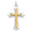 Sterling Silver 18K Gold Plated Cross Pendant