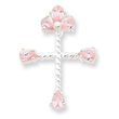Sterling Silver Pink  Cubic Zirconia Cross Pendant