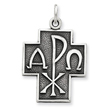 Sterling Silver Antiqued Alpha Omega Cross Pendant
