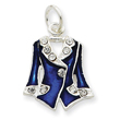 Sterling Silver Blue Enameled And Crystal Vest Charm