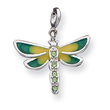 Sterling Silver CZ & Enameled Dragonfly