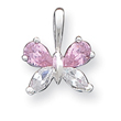 Sterling Silver Pink And Clear CZ Butterfly Pendant