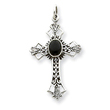Sterling Silver Onyx Cross Pendant