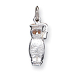 Sterling Silver Owl With Crystal Eyes Charm