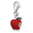 Sterling Silver Red Enameled Apple Charm
