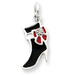 Sterling Silver Black And Red Enameled Charm