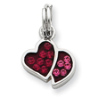 Sterling Silver Pink & Red CZ Hearts Charm