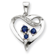 Sterling Silver Clear & Blue CZ Heart Pendant