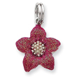 Sterling Silver Pink Enamel Flower Charm