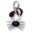 Sterling Silver Purple Enameled Crab Charm